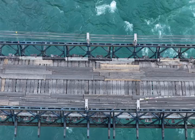 Aerial View of Suspension Bridge over Lohit River in Kaho Village Arunachal Pradesh India