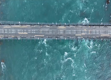 Aerial View of Suspension Bridge over Lohit River in Kaho Village Arunachal Pradesh India