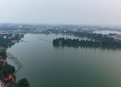Aerial View of Swami Vivekananda Sarovar in Raipur, Chhattisgarh, India