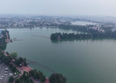 Aerial View of Swami Vivekananda Sarovar in Raipur, Chhattisgarh, India