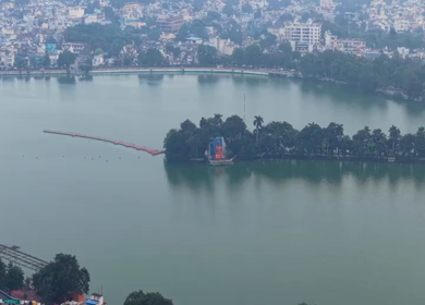 Aerial View of Swami Vivekananda Sarovar in Raipur, Chhattisgarh, India