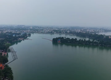 Aerial View of Swami Vivekananda Sarovar in Raipur, Chhattisgarh, India