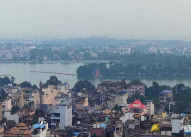 Aerial View of Swami Vivekananda Sarovar in Raipur, Chhattisgarh, India