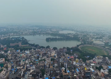 Aerial View of Swami Vivekananda Sarovar in Raipur, Chhattisgarh, India