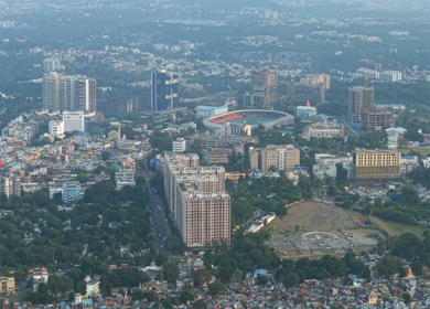 Aerial View of TT Nagar Stadium and Urban Skyline, Bhopal, Madhya Pradesh