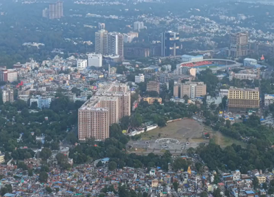 Aerial View of TT Nagar Stadium and Urban Skyline, Bhopal, Madhya Pradesh