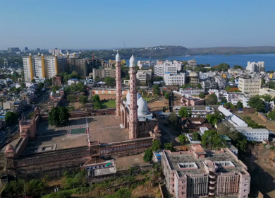Aerial View of Taj-ul-Masajid Mosque in Bhopal India