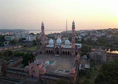 Aerial View of Taj-ul-Masajid Mosque in Bhopal India