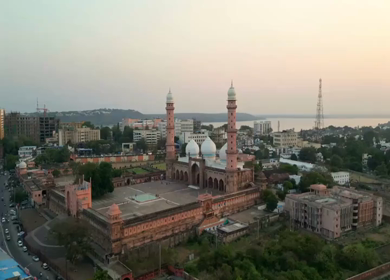 Aerial View of Taj-ul-Masajid Mosque in Bhopal India