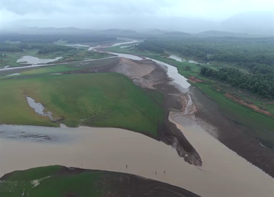 Aerial View of Tawa Reservoir and Satpura Landscape Madhya Pradesh