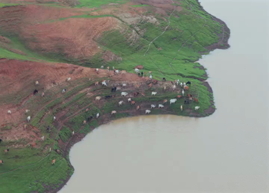 Aerial View of Tawa Reservoir and Satpura Landscape Madhya Pradesh