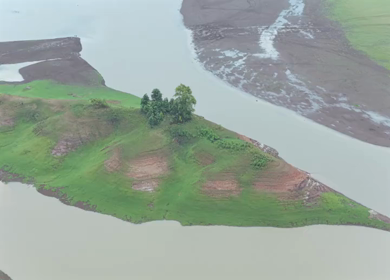 Aerial View of Tawa Reservoir and Satpura Landscape Madhya Pradesh