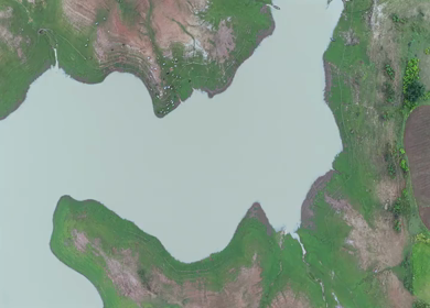 Aerial View of Tawa Reservoir and Satpura Landscape Madhya Pradesh