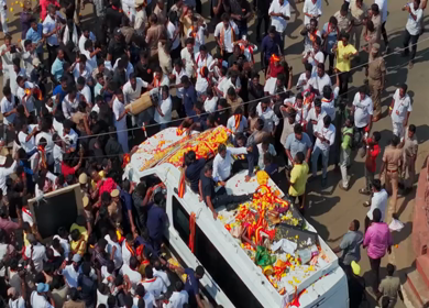 10th April 2026 : Aerial View of Thalapathy Vijay Political Rally Roadshow with Massive Crowd in Tamil Nadu India