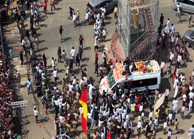 10th April 2026 : Aerial View of Thalapathy Vijay Political Rally Roadshow with Massive Crowd in Tamil Nadu India