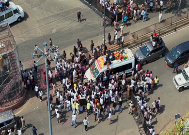 10th April 2026 : Aerial View of Thalapathy Vijay Political Rally Roadshow with Massive Crowd in Tamil Nadu India