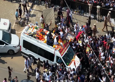 10th April 2026 : Aerial View of Thalapathy Vijay Political Rally Roadshow with Massive Crowd in Tamil Nadu India