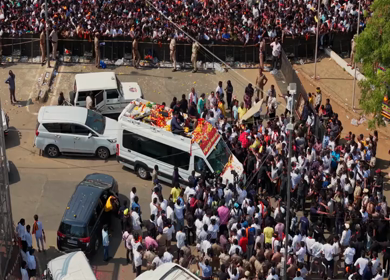 10th April 2026 : Aerial View of Thalapathy Vijay Political Rally Roadshow with Massive Crowd in Tamil Nadu India