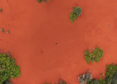 Aerial View of Therikadu Red Sand Dunes Landscape in Tamil Nadu