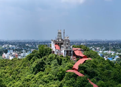 Aerial View of Thiruneermalai Temple and Chennai Cityscape
