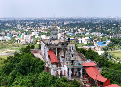 Aerial View of Thiruneermalai Temple and Chennai Cityscape