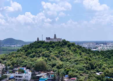 Aerial View of Thiruneermalai Temple and Chennai Cityscape
