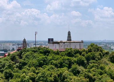 Aerial View of Thiruneermalai Temple and Chennai Cityscape