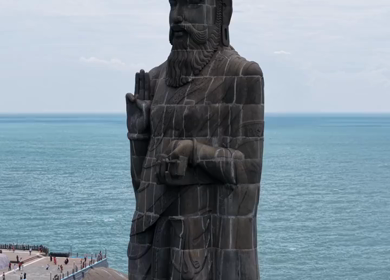 Aerial View of Thiruvalluvar Statue and Vivekananda Rock Memorial Kanyakumari India