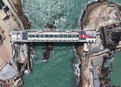 Aerial View of Thiruvalluvar Statue and Vivekananda Rock Memorial Kanyakumari India