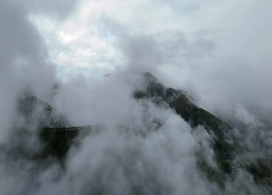 Aerial View of Top Station and Misty Western Ghats Mountains in Munnar, Kerala, India