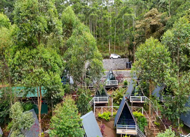 Aerial View of Top Station and Misty Western Ghats Mountains in Munnar, Kerala, India