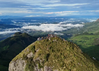 Aerial View of Top Station and Misty Western Ghats Mountains in Munnar, Kerala, India
