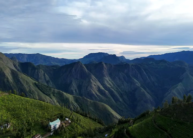 Aerial View of Top Station and Misty Western Ghats Mountains in Munnar, Kerala, India