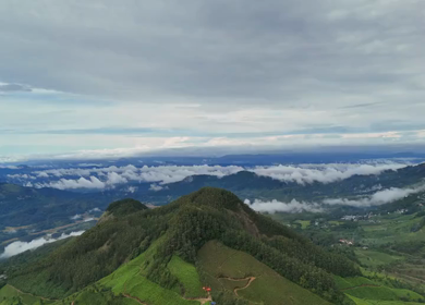 Aerial View of Top Station and Misty Western Ghats Mountains in Munnar, Kerala, India
