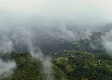 Aerial View of Top Station and Misty Western Ghats Mountains in Munnar, Kerala, India