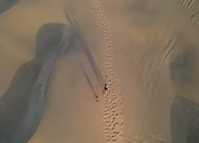 Aerial View of Tourists Enjoying Camel Ride in Jaisalmer Thar Desert Rajasthan India