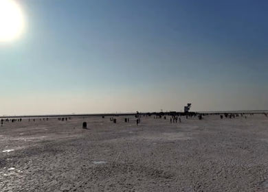 Aerial View of Tourists at Rann of Kutch White Desert Gujarat India