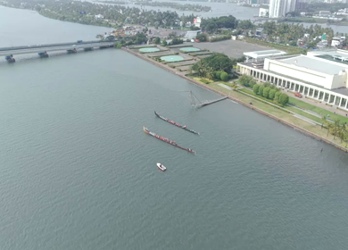Aerial View of Traditional Snake Boat Race in Kochi Kerala India