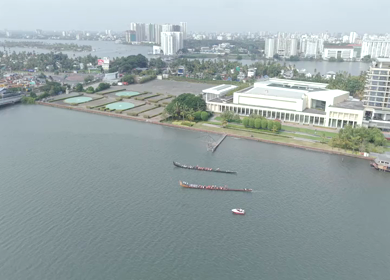 Aerial View of Traditional Snake Boat Race in Kochi Kerala India