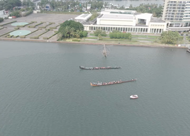 Aerial View of Traditional Snake Boat Race in Kochi Kerala India
