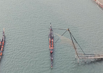 Aerial View of Traditional Snake Boat Race in Kochi Kerala India