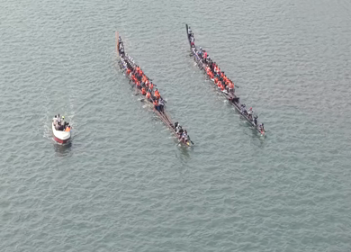 Aerial View of Traditional Snake Boat Race in Kochi Kerala India