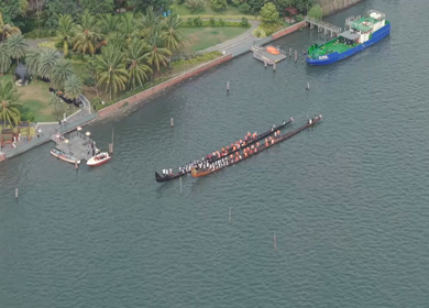 Aerial View of Traditional Snake Boat Race in Kochi Kerala India