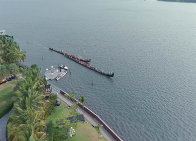 Aerial View of Traditional Snake Boat Race in Kochi Kerala India