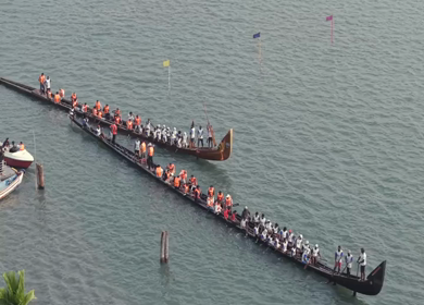 Aerial View of Traditional Snake Boat Race in Kochi Kerala India