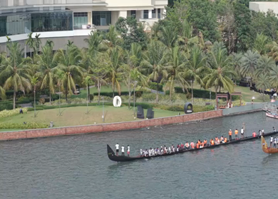 Aerial View of Traditional Snake Boat Race in Kochi Kerala India