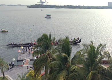 Aerial View of Traditional Snake Boat Race in Kochi Kerala India
