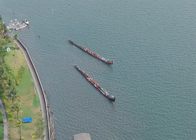 Aerial View of Traditional Snake Boat Race in Kochi Kerala India