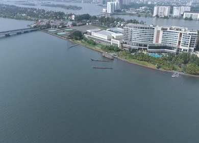Aerial View of Traditional Snake Boat Race in Kochi Kerala India