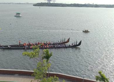 Aerial View of Traditional Snake Boat Race in Kochi Kerala India